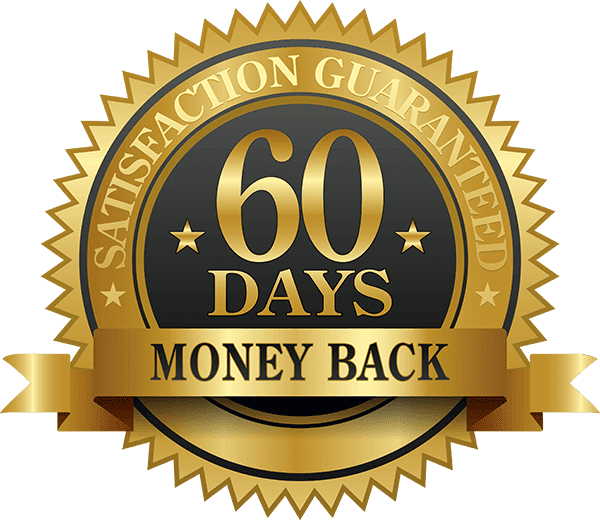 Golden 60-day unconditional money-back guarantee seal for [Product Name], ensuring a full refund if the customer is not satisfied with the results.